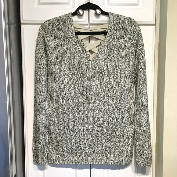 Alya Tan & Black Tweed Lace Up Back Sweater - Picture 2 of 4